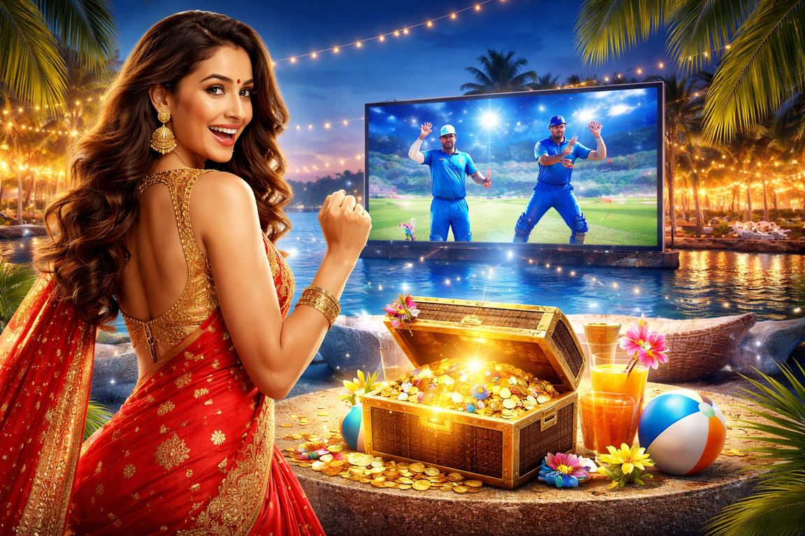 Excited Indian fans watching cricket and placing mobile bets